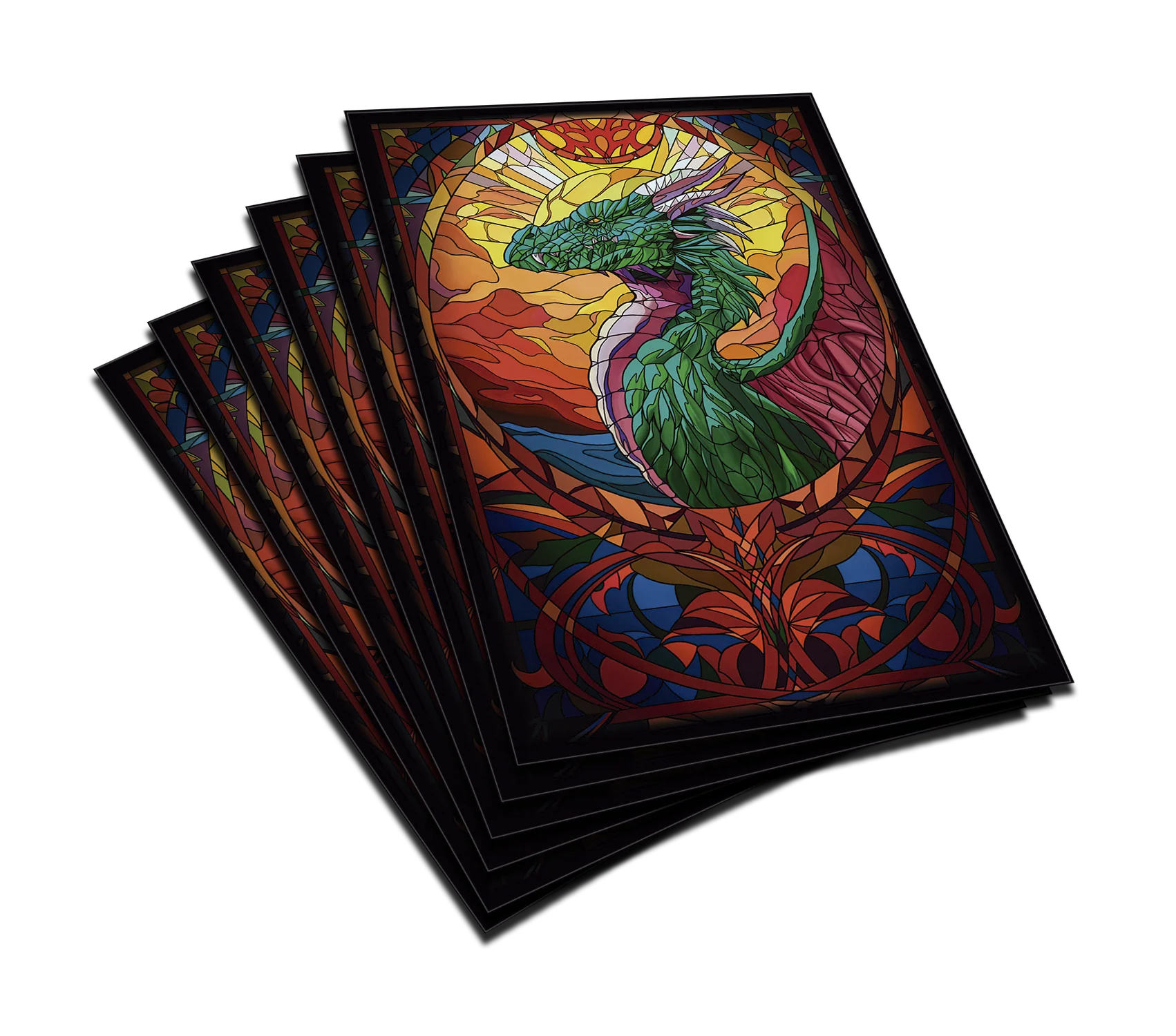 Protectores Standard | Colección Vitrales - Dragón Verde 66x91mm